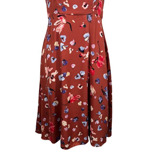 Hutch Declan Floral Midi Dress‎ Women’s Size 2 Brown Sleeveless Square Neckline - Picture 7 of 14